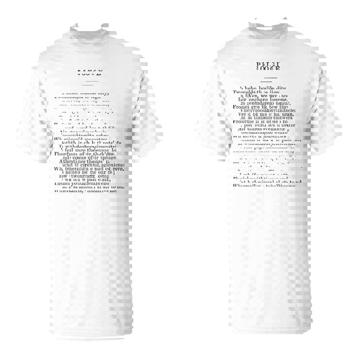 ロミオとジュリエットのプロローグ ウィリアム・シェイクスピア Tシャツ