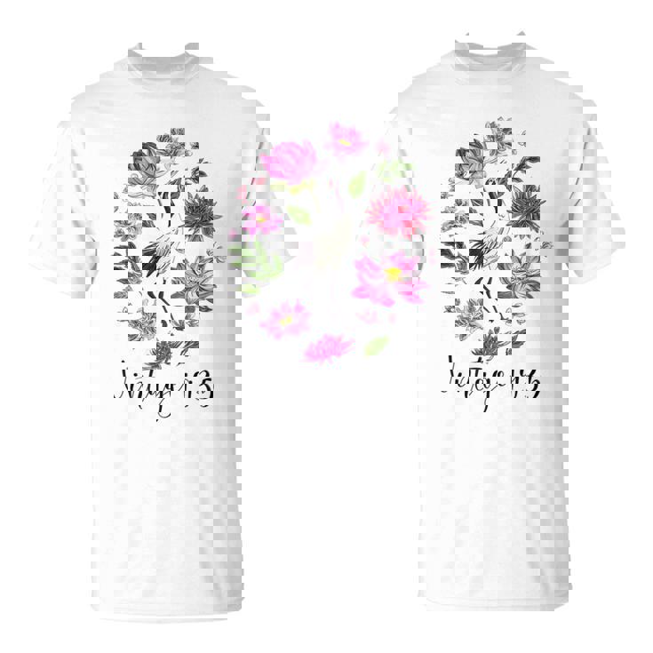 ヴィンテージ 1935年 蓮の花 日本の鶴 鳥 89歳の誕生日 Tシャツ