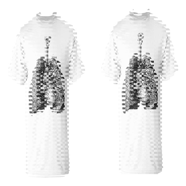 人間の心臓の肺 ビンテージ医療解剖学 解剖学的肺 Tシャツ