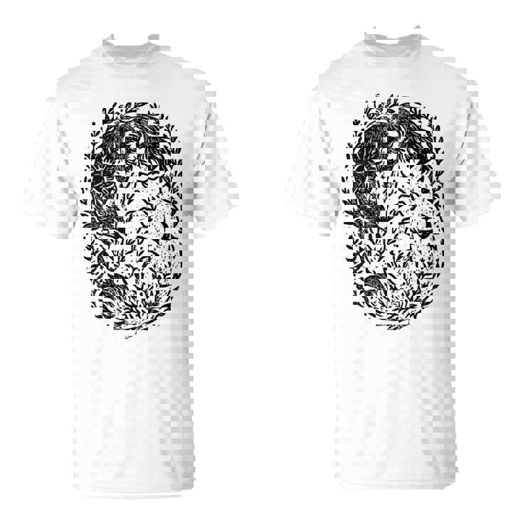 天の陰陽狐 太陽と月 ボーホーウッドランドアート Tシャツ