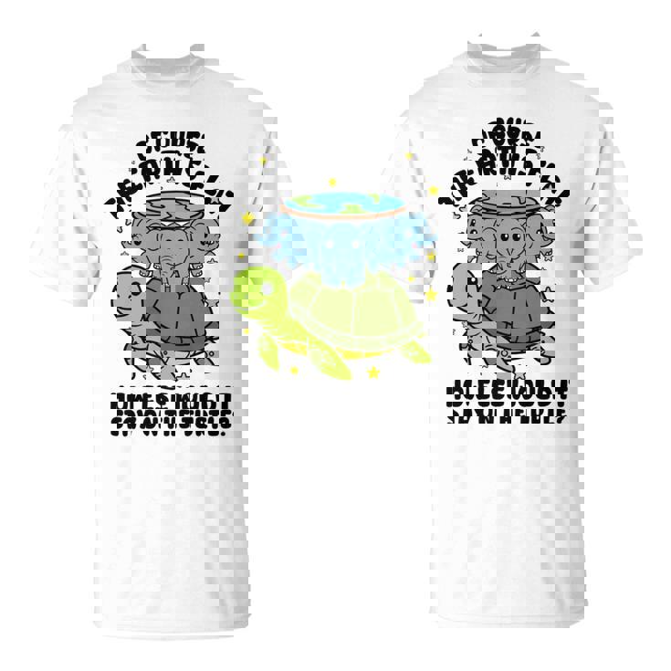 平らな地球協会 面白い陰謀論 亀の象 長袖tシャツ Tシャツ