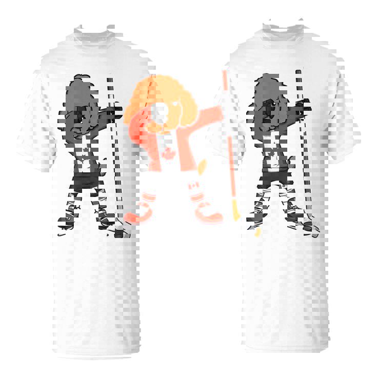 愉快なダビングプードル カナダ アイスホッケーファン ウィンタースポーツ Tシャツ