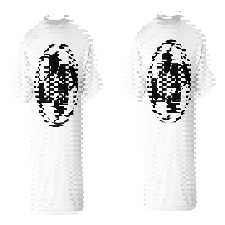 数字 14 Fourn サッカーボール Futbol Tシャツ