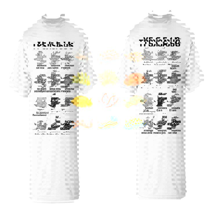 海洋ナメクジの種類科学海洋生物学チャート Tシャツ