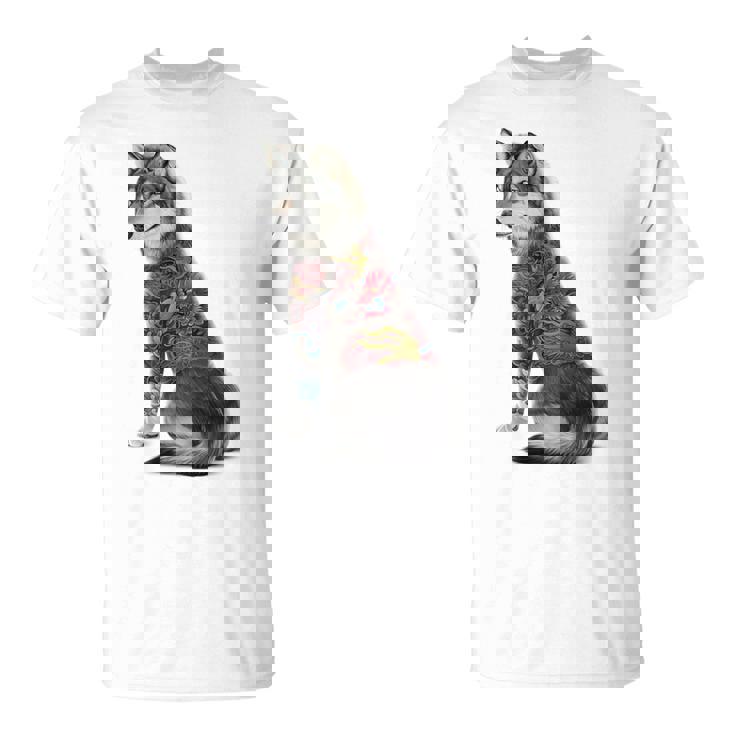 灰色オオカミ 伝統的な日本の龍の入れ墨 入泉 Tシャツ