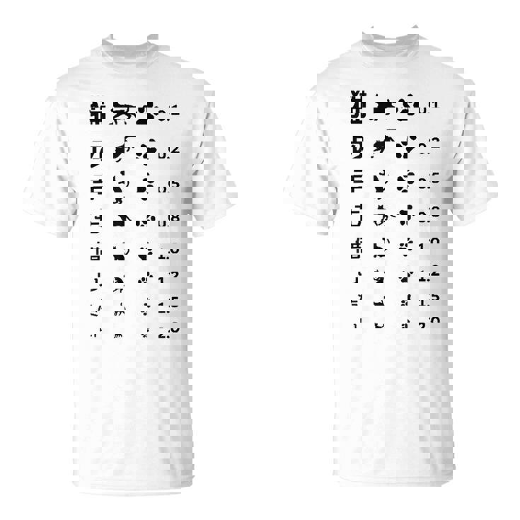 猫の手も借りたい 視力検査表パロディ Tシャツ