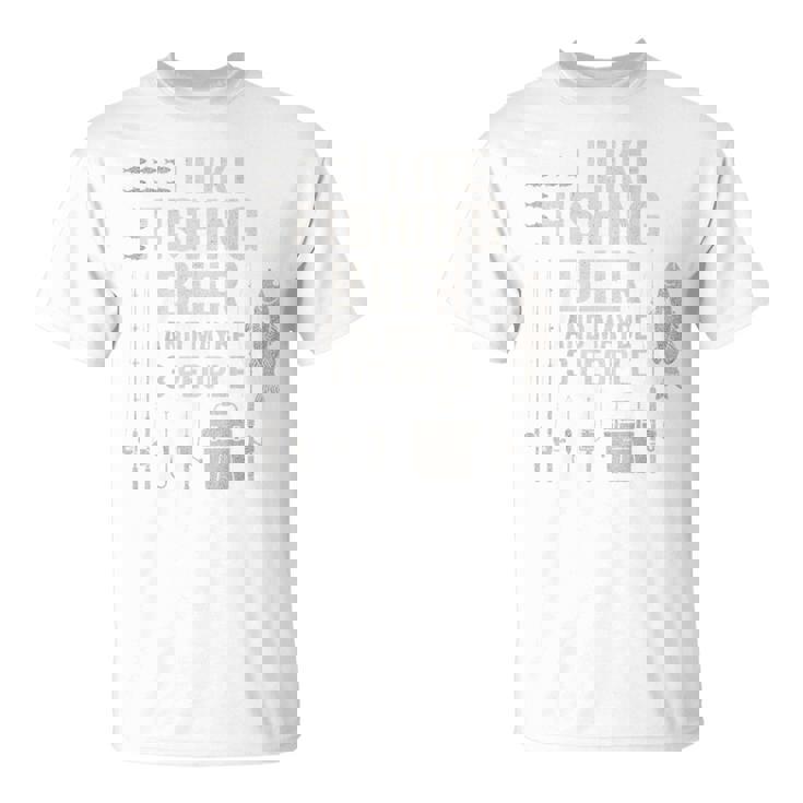 私はビール釣りが好きで、背中には3人で面白い釣りが好きです。 Tシャツ