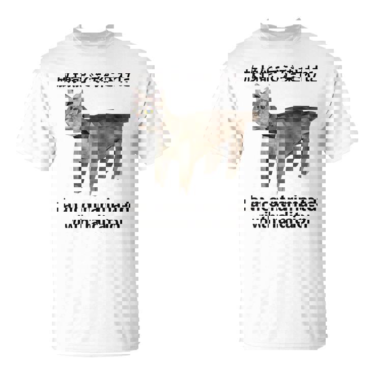 私は放射線で汚染されています 日本の猫 おもしろミーム Tシャツ
