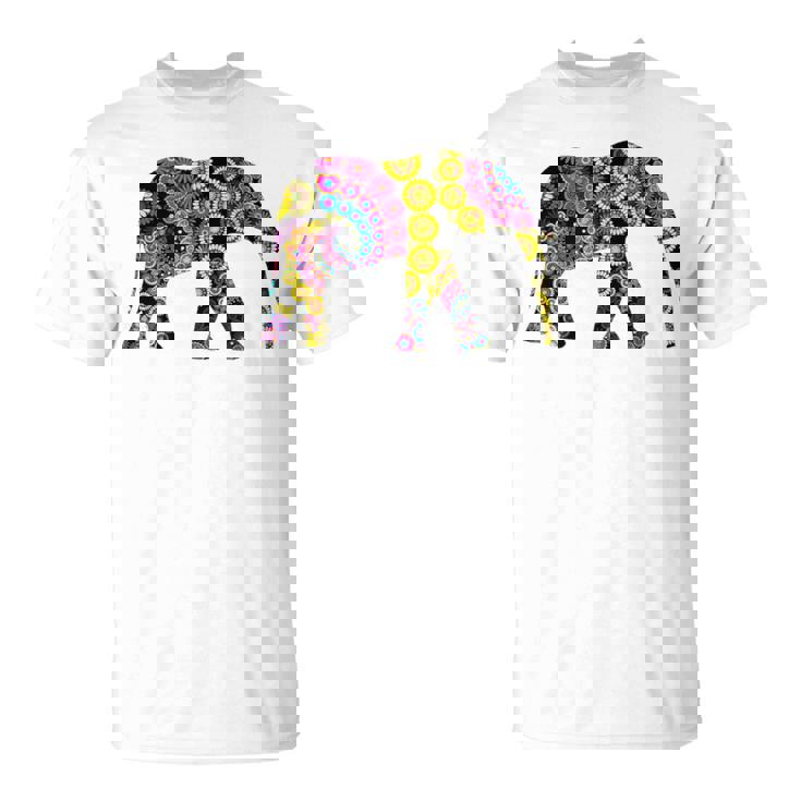 象のシルエット、かわいいボヘミアンデザイン。 Tシャツ