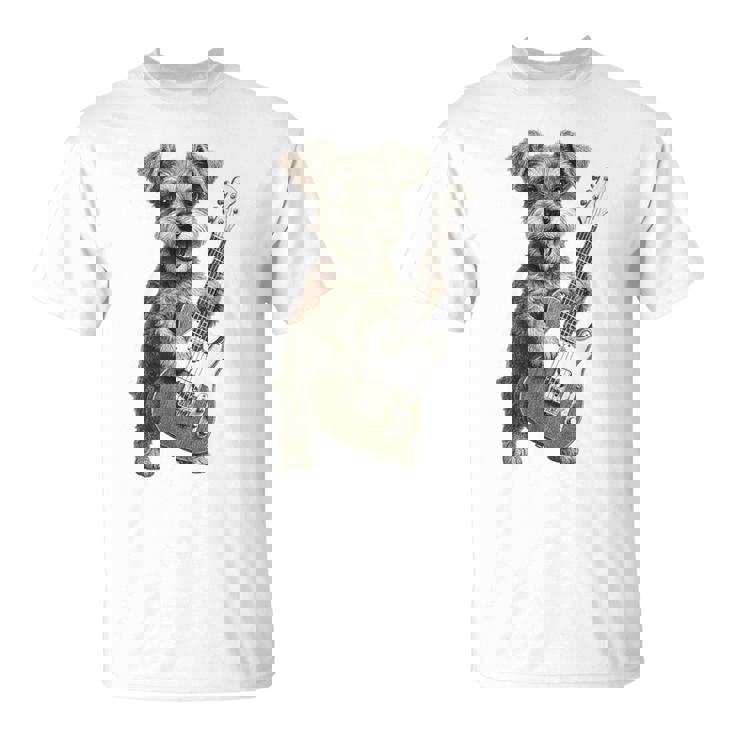 面白いtシャツ シュナウザー 犬 ギター イヌ メンズ 犬好き グッズ かわいい おもしろ 面白い 服 ネタ Tシャツ