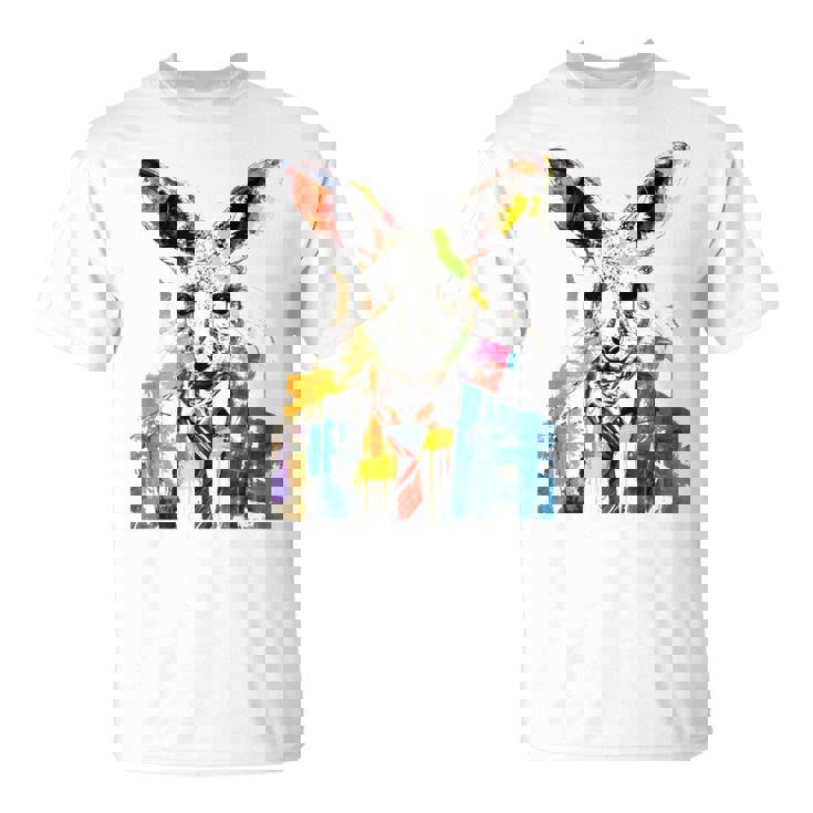 鮮やかなカンガルー、ネクタイ付き。 Tシャツ