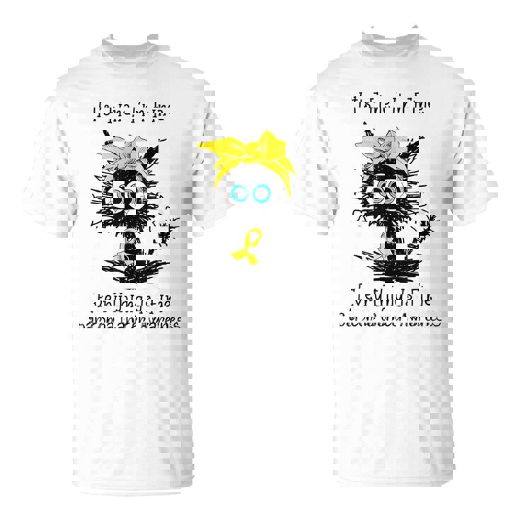 黒猫大丈夫だよ元気だ肉腫啓発 Tシャツ