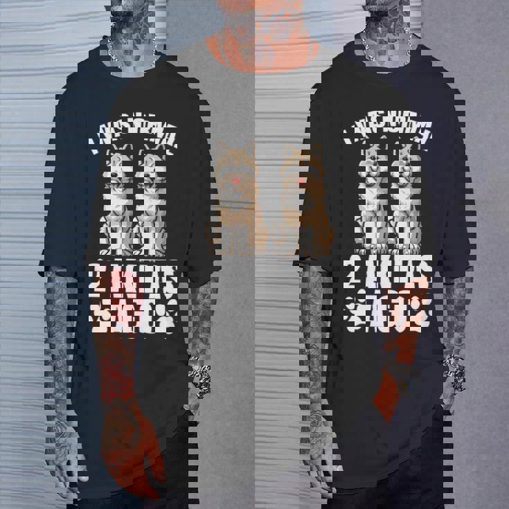 2 秋田犬前は普通だった 面白い秋田犬愛好家 長袖tシャツ Tシャツ 彼への贈り物