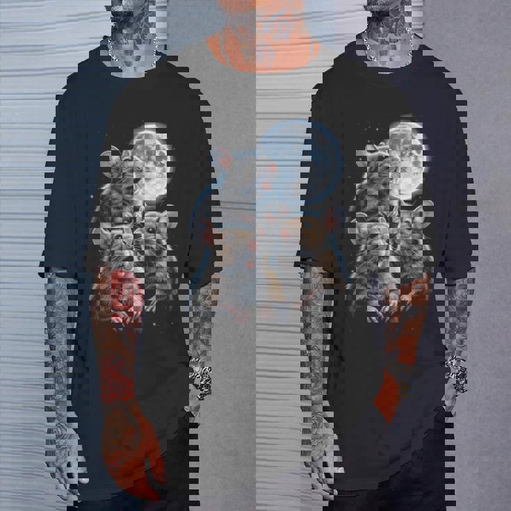 3 マウス 月 3 匹のネズミ 面白い げっ歯類 恋人 ユーモア 空 夜 長袖tシャツ Tシャツ 彼への贈り物