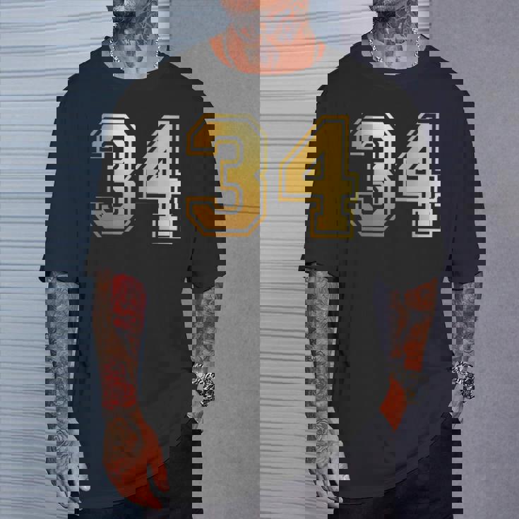 34 ナンバー34 チーム スポーツ グラフィック 代表チームのマッチング 長袖tシャツ Tシャツ 彼への贈り物