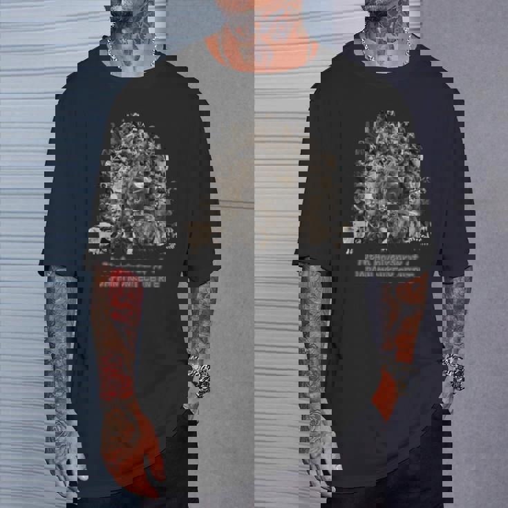 70周年だよ！70頭集合セピア 長袖tシャツ Tシャツ 彼への贈り物