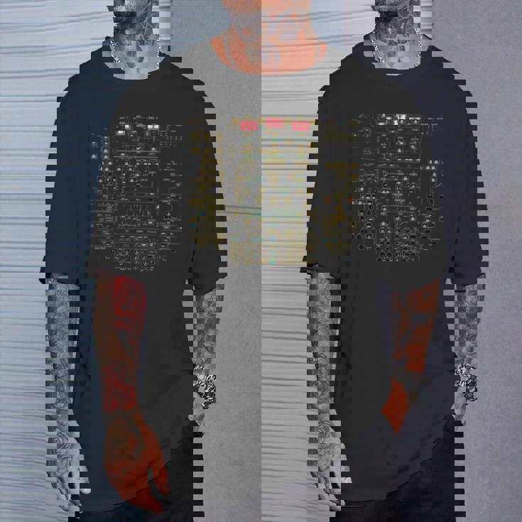 A320 オーバーヘッドパネル ライト付き 航空旅客機パイロット 長袖tシャツ Tシャツ 彼への贈り物