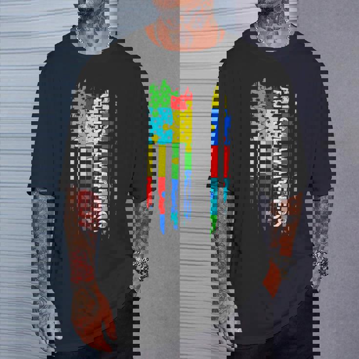 Autism Awareness Mom Dad Usa Flag T-Shirt Gifts for Him