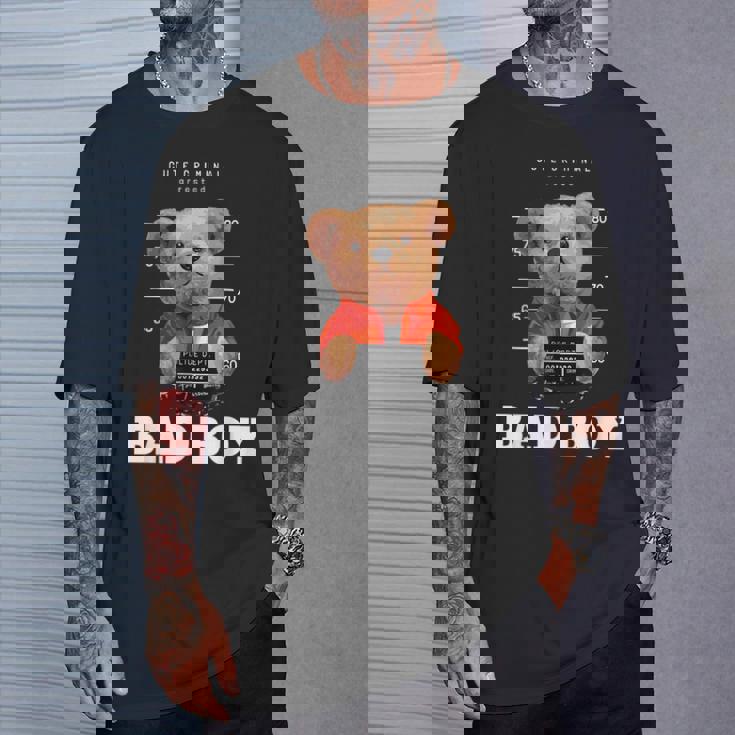Bad Boy Teddy Bear Graphic tyle Fun Tシャツ 彼への贈り物