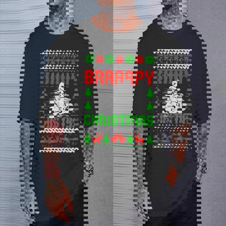 Braaapy Christmas Dirt Bike Ugly Sweater Christmas Motocross T-Shirt Gifts for Him