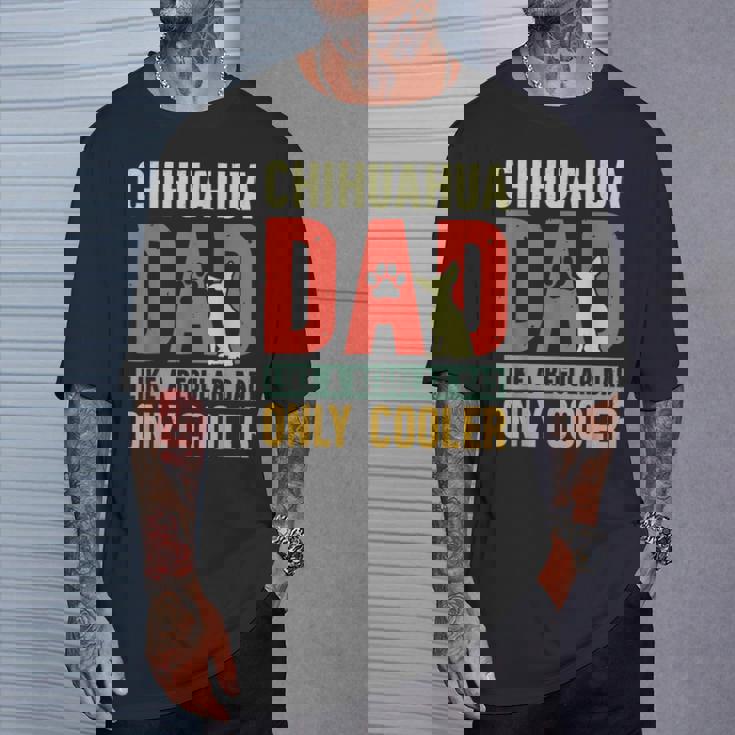 Chihuahua Papà Divertente Festa Del Papàintage Per Proprietario Cane Maglietta Regalos para él