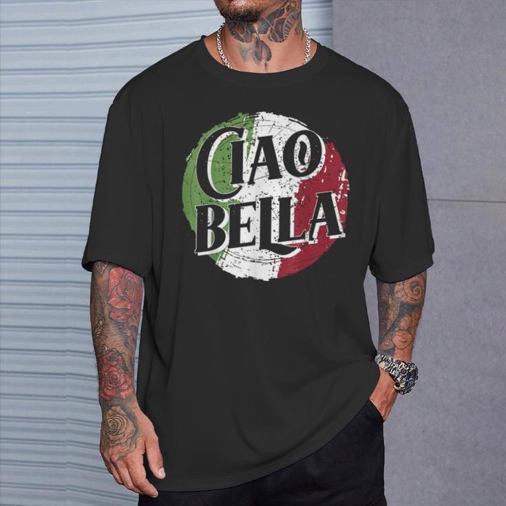 Ciao Bella Mit Italienischer Flagge Italienisches T-Shirt Geschenke für Ihn