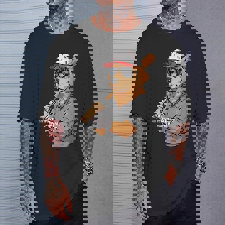 Cool Sports Dog Baseball Theme Playful Puppy Vibes T-Shirt Gifts for Him