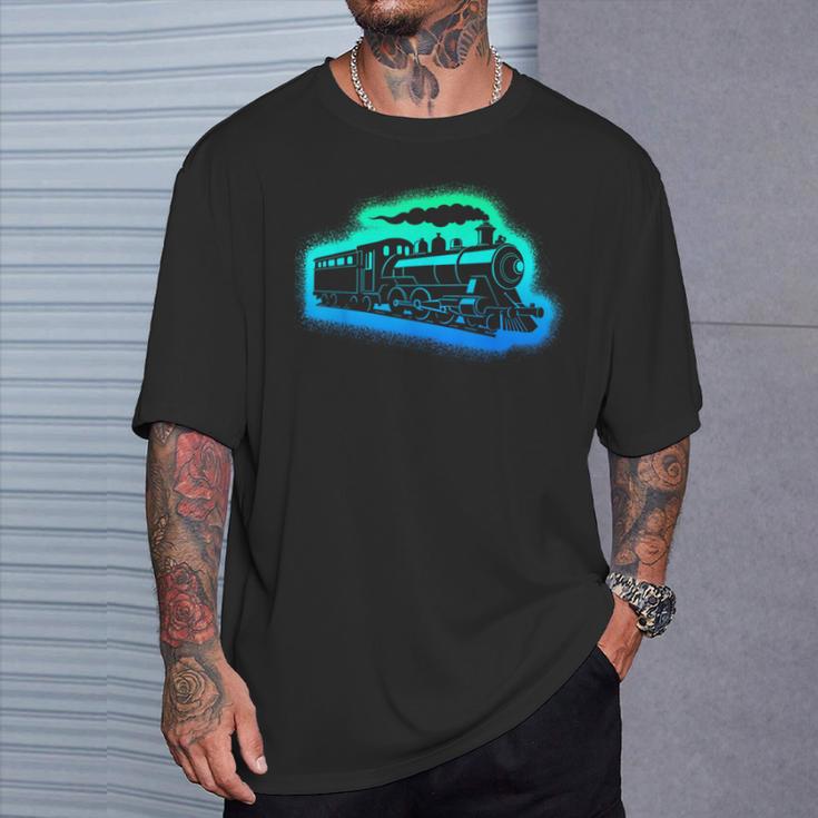 Dampflok Modelleisenbahn Kinder Herren Jungen Eisenbahn T-Shirt Geschenke für Ihn