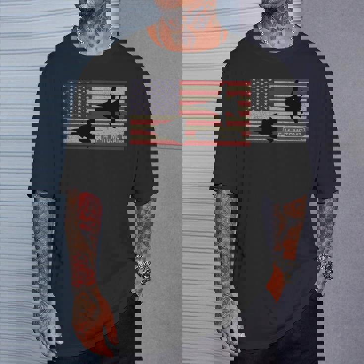 F-14 トムキャット ジェット戦闘機 アメリカの国旗 長袖tシャツ Tシャツ 彼への贈り物