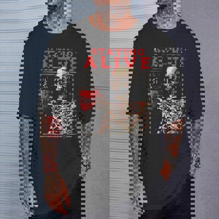 kulltaying Alive スケルトン ドリンクコーヒー Tシャツ 彼への贈り物