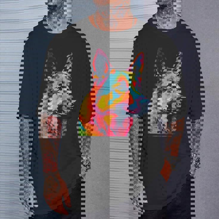 GERMAN SHEPHERD Rainbow Pop Art Retro Paint Splatter Dog Tank Top T-Shirt Gifts for Him