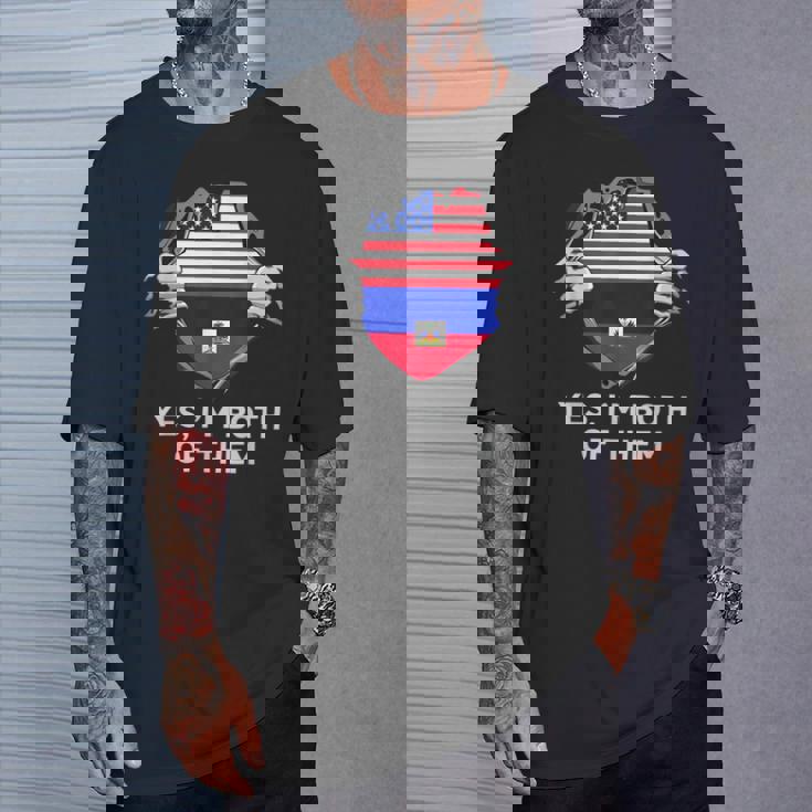 Half American Half Haitian Usa Haiti Flag メンズ レディース Tシャツ 彼への贈り物