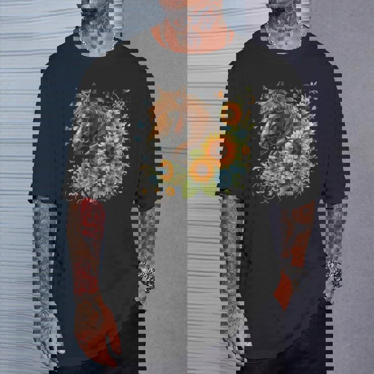 Horse Sunflower Butterfly Country Western Boho Horses Riding T-Shirt Gifts for Him