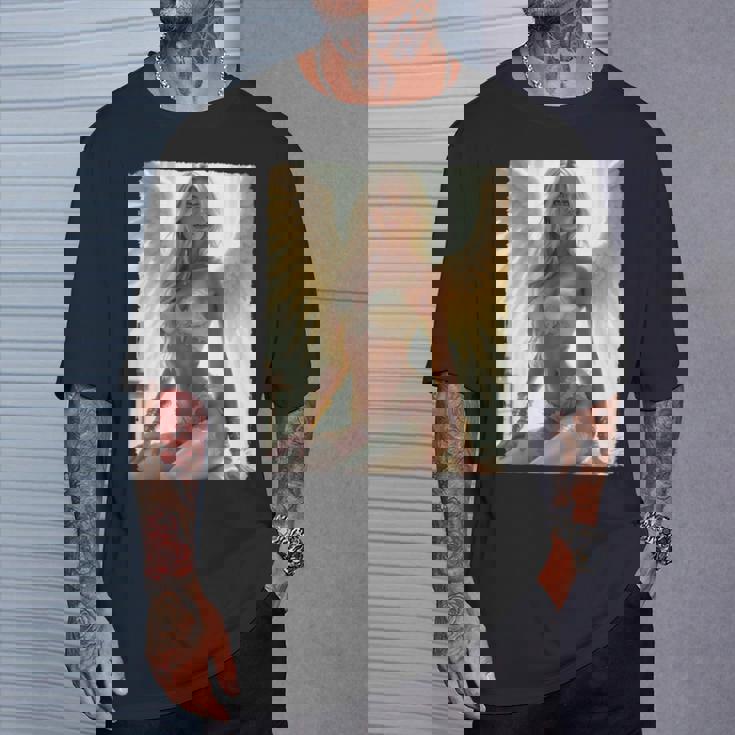 Hot Girl On 男性用 セクシーな天使の座り グランジ 長袖tシャツ Tシャツ 彼への贈り物