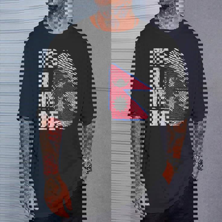 It's In My Dna ネパール ネパール国旗 指紋 Tシャツ 彼への贈り物