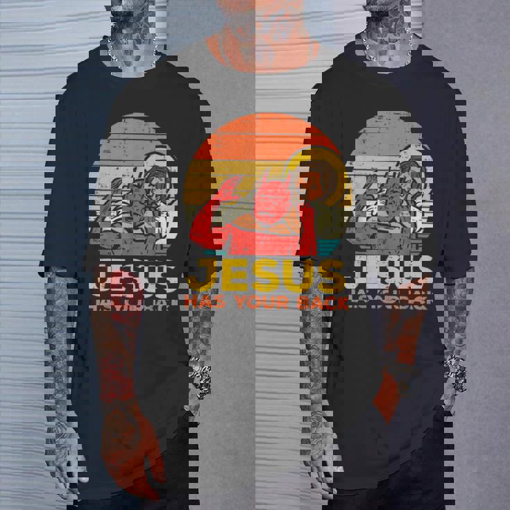 Jesus Has Your Back Jiu Jitsu レトロ クリスチャン メンズ レディース キッズ Tシャツ 彼への贈り物