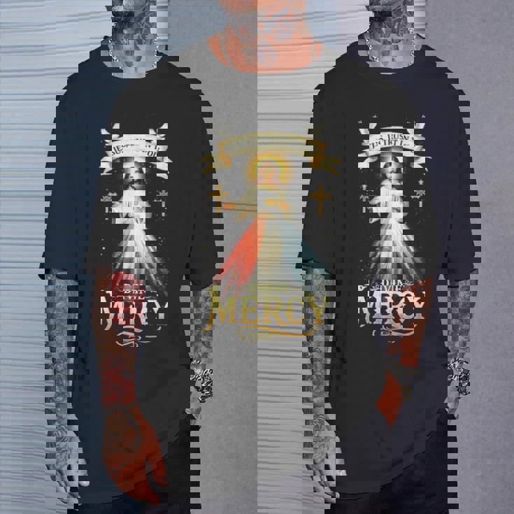 Jesus I Trust In You 神の慈悲 カトリック クリスチャン イエス 長袖tシャツ Tシャツ 彼への贈り物