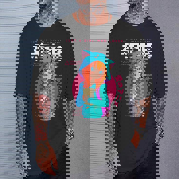 Just A Girl Loves アニメ ラーメン スケッチ オタク少女アニメ 長袖tシャツ Tシャツ 彼への贈り物