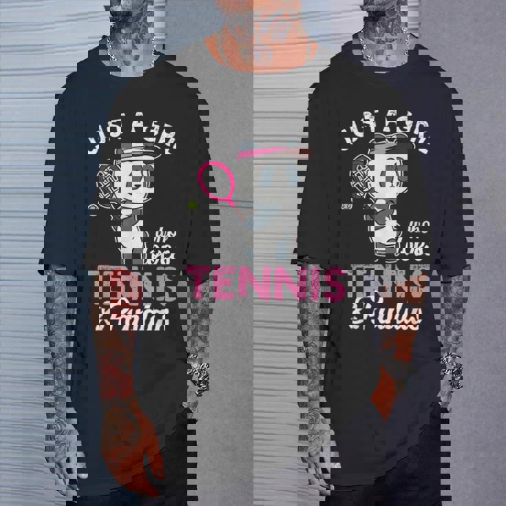 Just A Girl Who Love Tennis & Pandas パンダテニス愛好家 Tシャツ 彼への贈り物