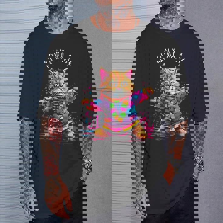 Koaya アリゾナ 踊る猫 カラフル かわいい キティ デザイン 長袖tシャツ Tシャツ 彼への贈り物