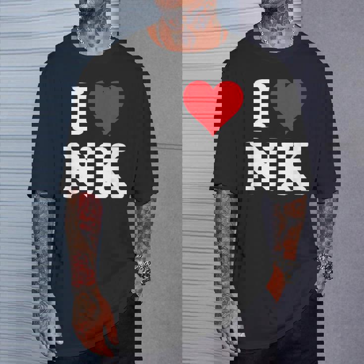 I Love Nk Initials I Heart NK First Last Name N K Tシャツ 彼への贈り物