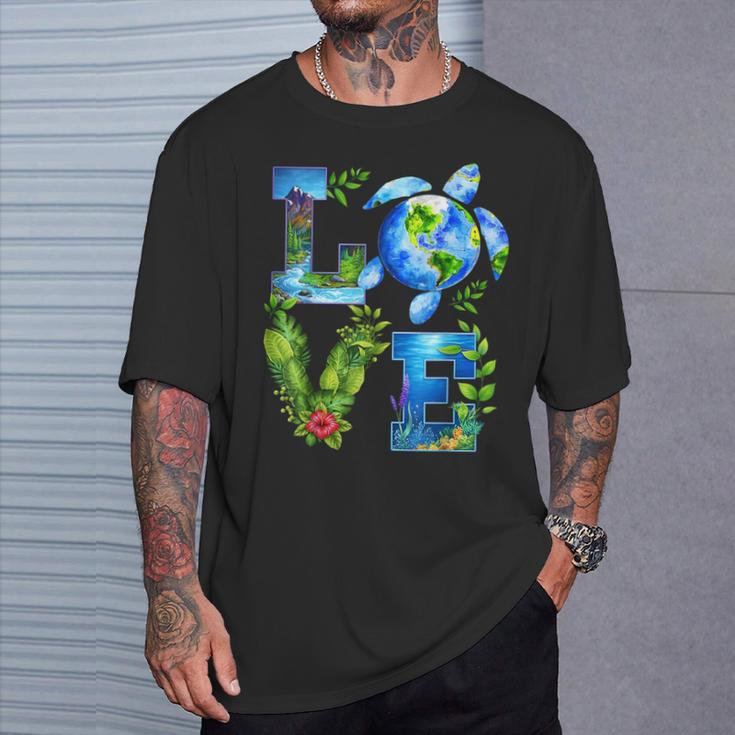 Love World Earth Day Planet Anniversary Earth Turtle Lovers T-Shirt Gifts for Him Love World Earth Day Planet Anniversary Earth Turtle Lovers T-Shirt Gifts for Him