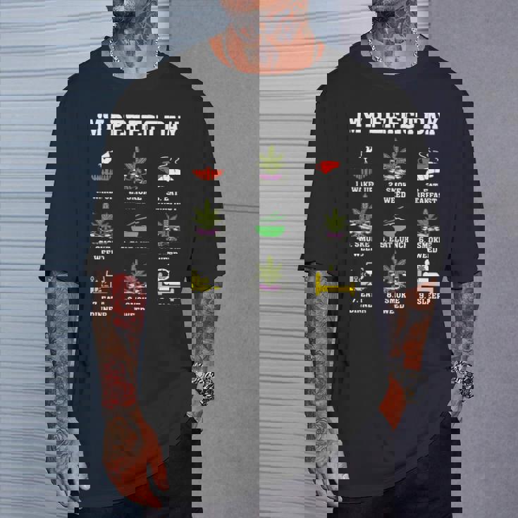 Mi Perfecto Día Fumar Marihuana Marihuana Bolsillo 420 Fumeta Camiseta unisex Regalos para él