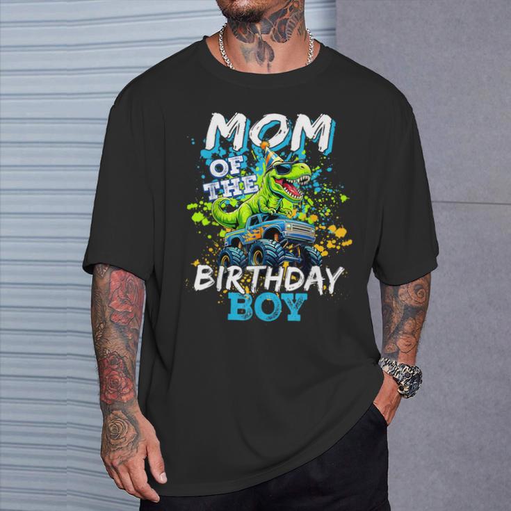 Mom Of The Birthday Boy Monster Truck Dinosaur Bdayt Rex T-Shirt Gifts for Him
