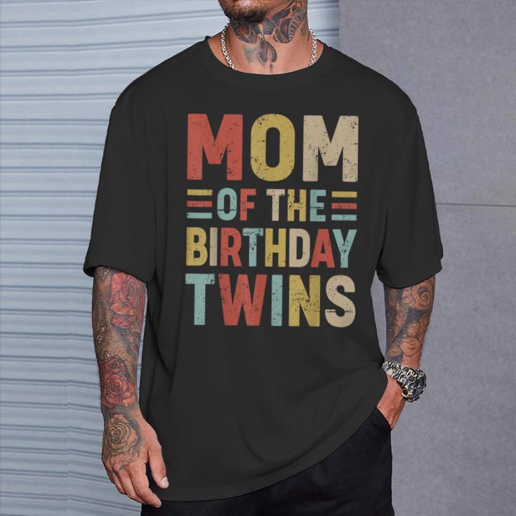 Mom Of The Birthday Twins Family Matching Bday Party T-Shirt Gifts for Him