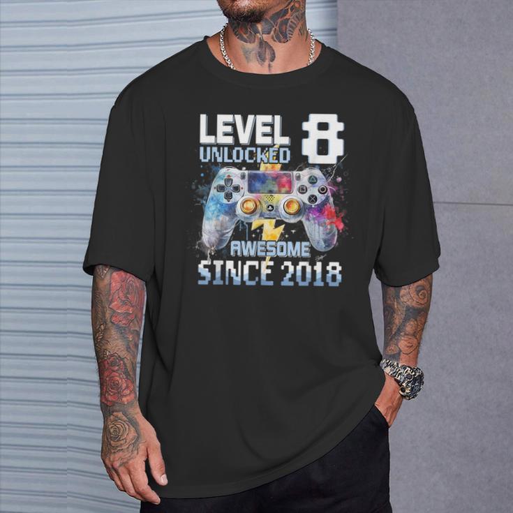 Nivel 8 Desbloqueado Cumpleaños Niño 8Vo Desbloqueadoideojuego Camiseta unisex Regalos para él