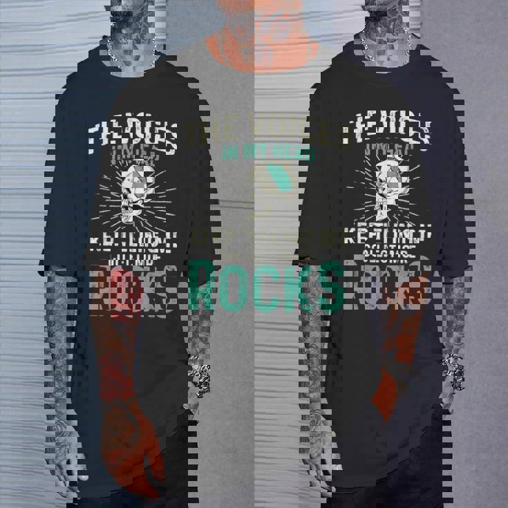 Theoices In My Head ロックコレクター ジオードハンター 地質学 Tシャツ 彼への贈り物