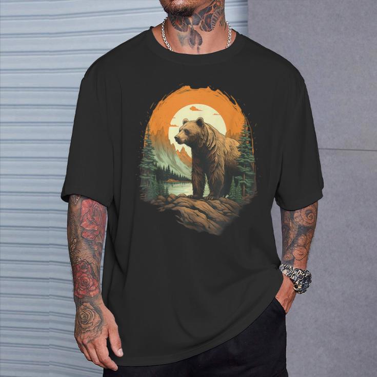 Oso Colorido Paisaje Bosqueidailvestre Animales Amantes Camiseta unisex Regalos para él