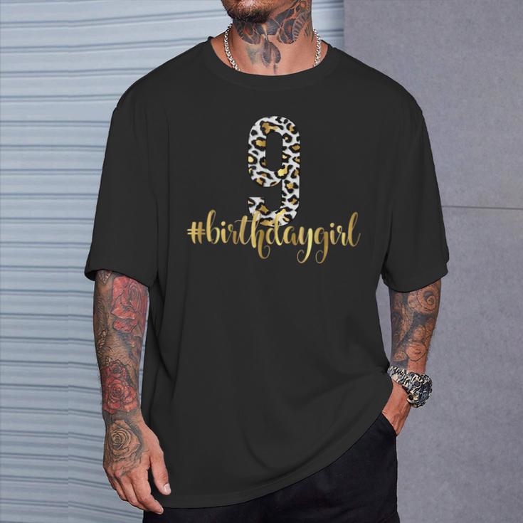 Outfit Zum 9 Geburtstag Für Mädchen Leopardenmuster T-Shirt Geschenke für Ihn
