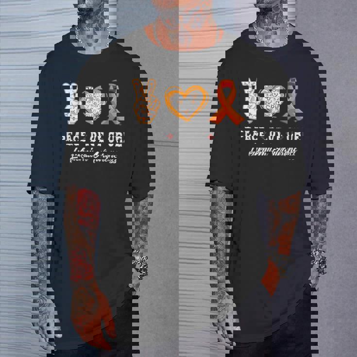 Peace Love Cure 白血病 意識啓発 男性 女性 子供 白血病 Tシャツ 彼への贈り物